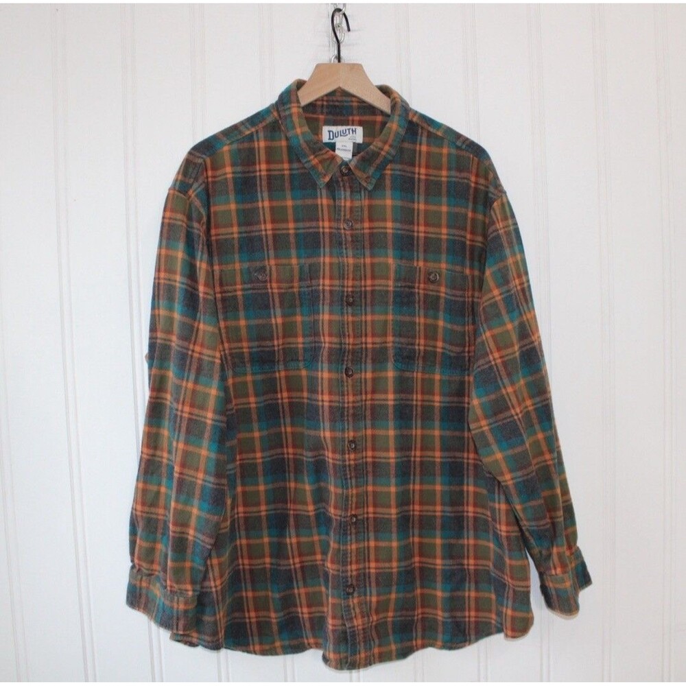 Duluth Trading Company‎ Flannel Shirt 2XL Big Plaid Relaxed Fit Cotton Gorpcore